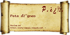 Pete Ágnes névjegykártya